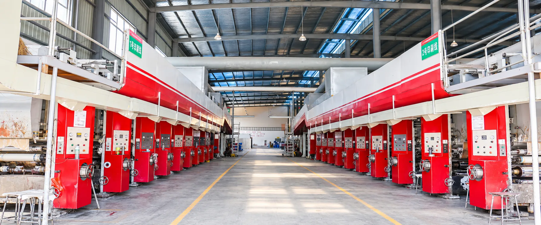 Rotogravure printing lines inside the ANYSA production workshop