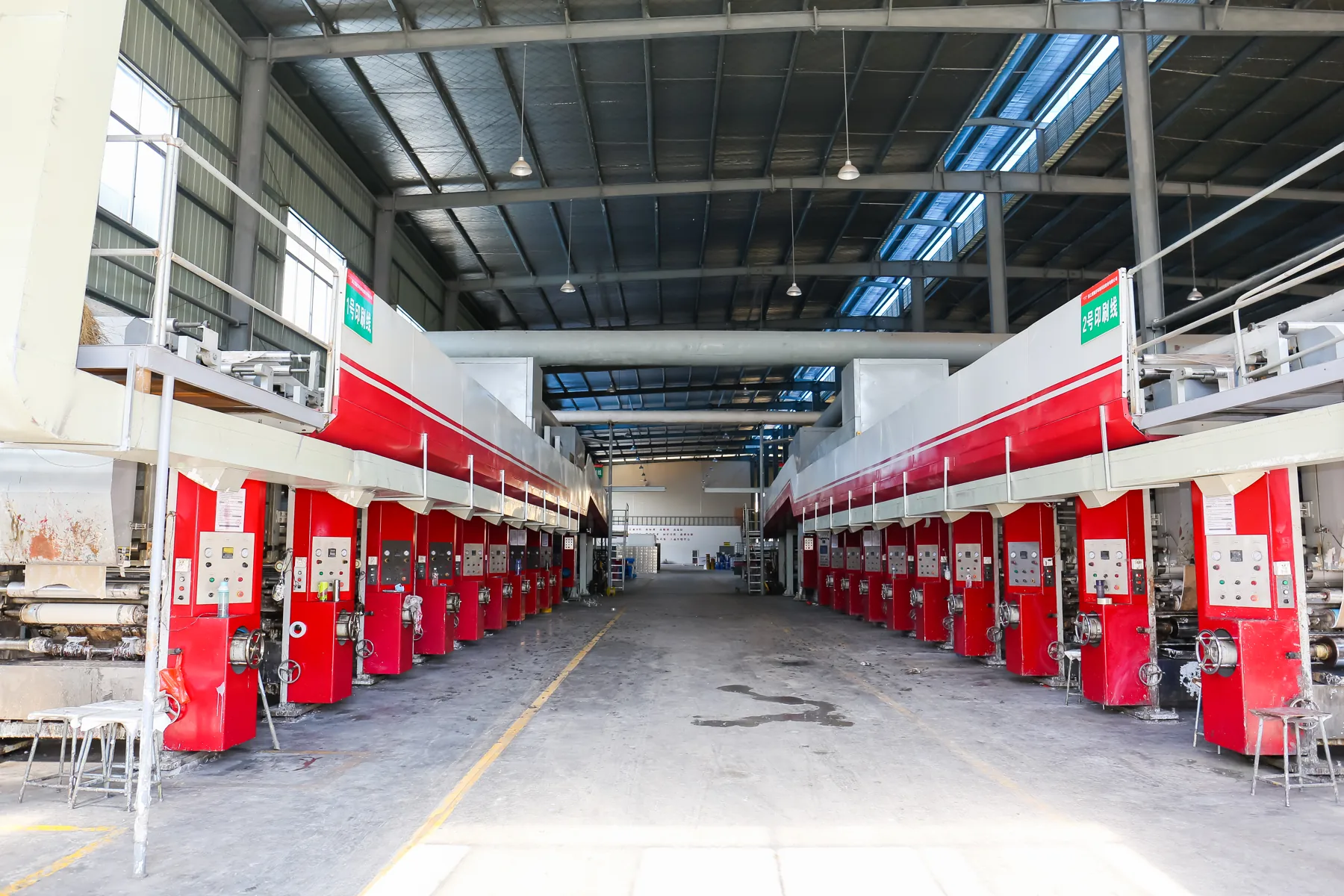 Printing line, full aisle view